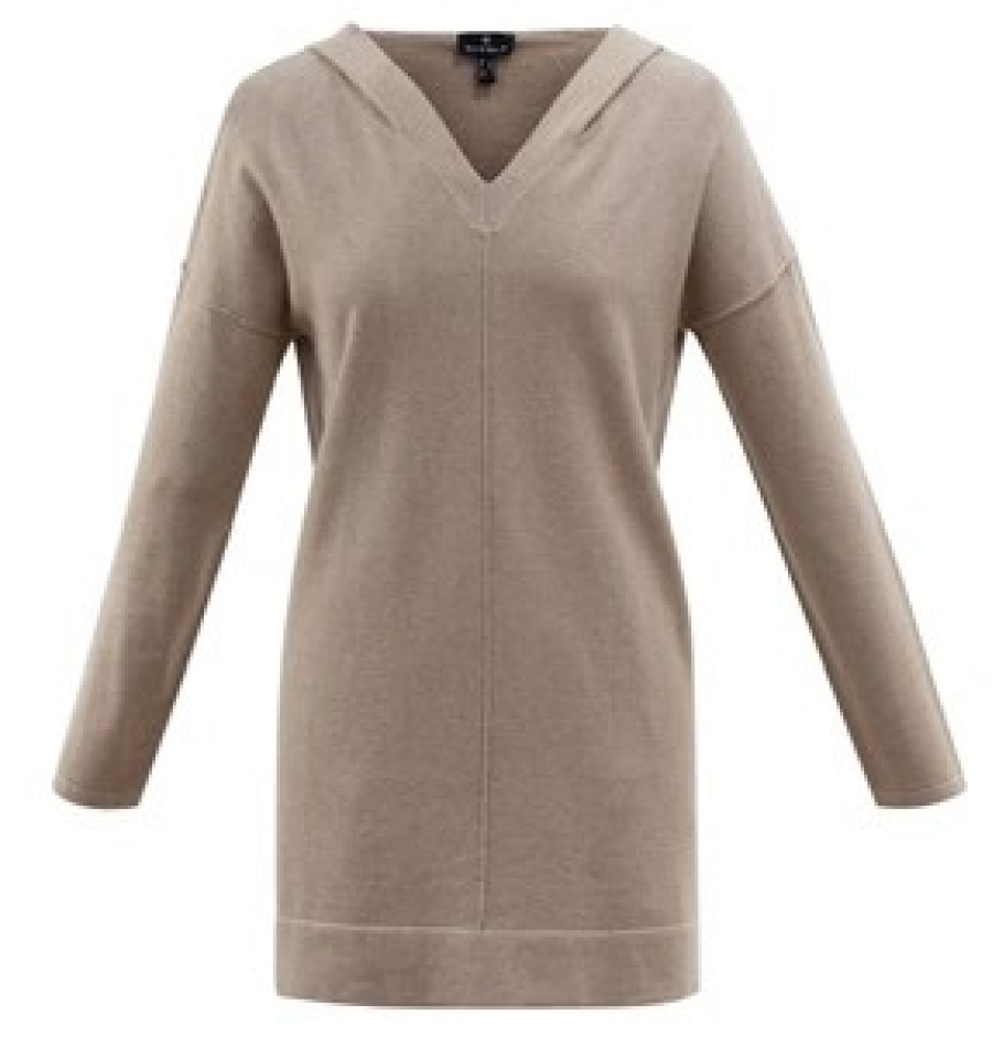 Chandail long / super doux / coupe décontractée / coutures inversées et dos fendu - 6359Camel - Marble Fashions